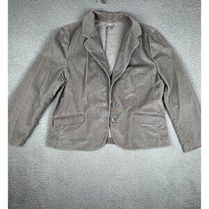 J.Jill Blazer Corduroy Jacket Womens Gray Pockets 18 Stretch Buttons Career